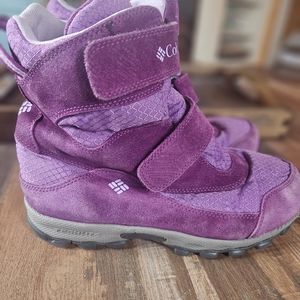 Columbia Parkers Peak Youth Sz 5 Suede Boots Hook Loop Purple 1795491523